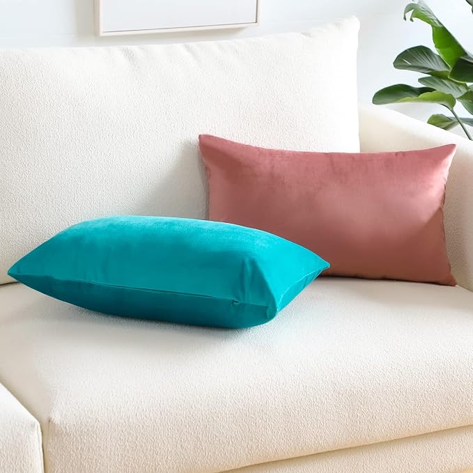 Artscope Luxury Velvet Pillow Covers Super Soft Decorative Rectangle Throw Pillow Covers Case Cushion Covers for Sofa Couch Bedroom Car Decor 16x24 Inch Turquoise