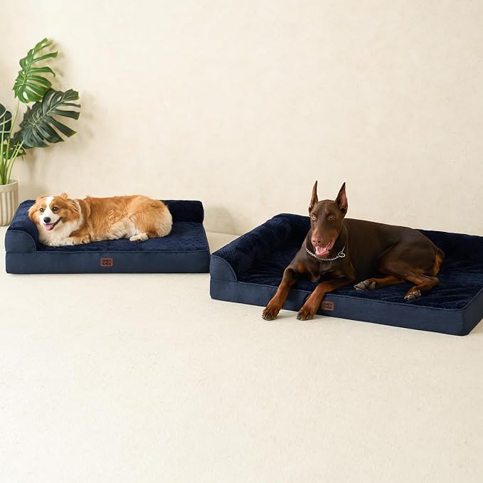 EHEYCIGA XXL Dog Bed Memory Foam, Orthopedic Giant Dog Bed Jumbo with Washable Removable Cover, Waterproof Pet Sofa Couch with Nonskid Bottom, 48x35x7.5, Navy Blue | Washable Removable Cover, Waterproof Flat Pet Sofa Couch with Nonskid Bottom, 48x35x7.5