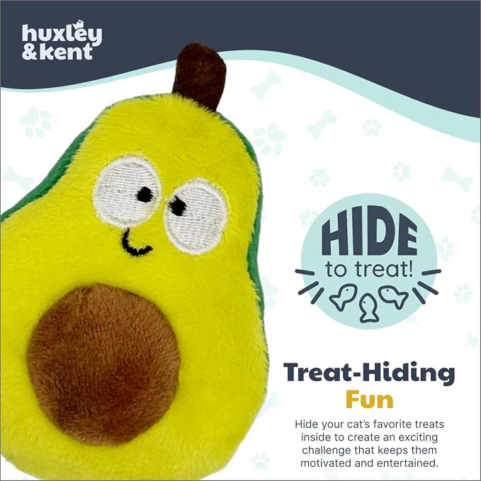 Huxley & Kent Plush Crinkle Catnip Cat Toy, Avocado, Small
