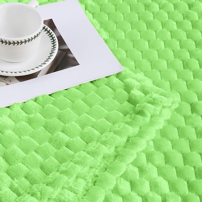 Bnuitland Light Green Flannel Throw Twin Size Blanket (60X80 inches), 300 GSM Fleece Cozy Warm Soft Home Decor Lightweight Bed Blanket for Adults, Suitable for All Seasons.