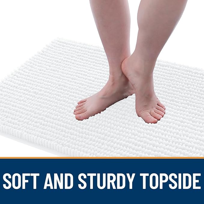 OLANLY Dog Door Mat for Muddy Paws 36x24, Extra Absorbent Chenille Mud Mat | White, Absorbs Moisture and Dirt, Non-Slip Machine Washable Doormat, Quick-Drying Indoor Entryway Floor Mat for Dogs