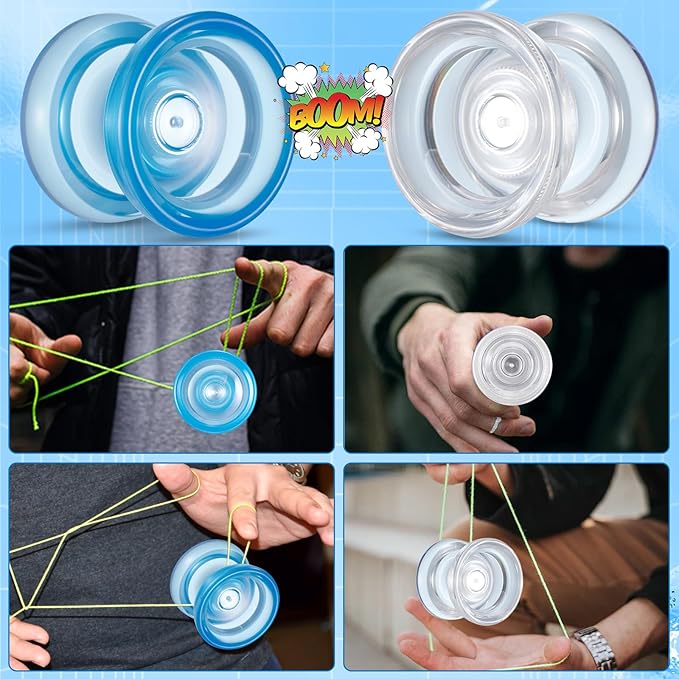 WATIEOBOO Yoyo P02 Crystal Yo Yo 2-Piece Set - Responsive & Unresponsive Dual Mode Yoyo, Finger Spin yoyo, Trick yo yo for Beginners & Adult Professional Players, Best YoYo Gift