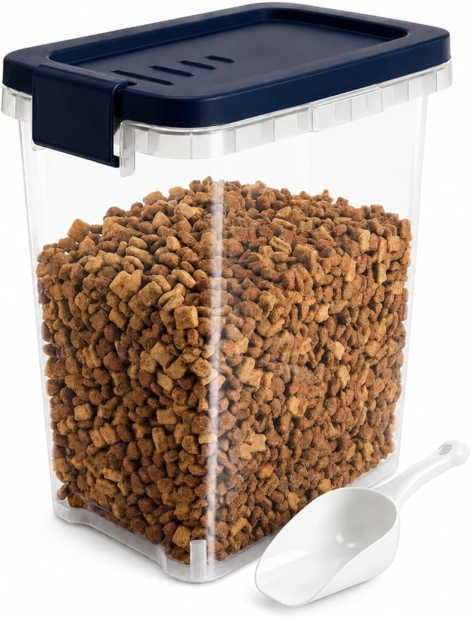 5-10 Lbs Airtight Cat Dog Food Storage Container, 8QT Compact Pet Food Bin
