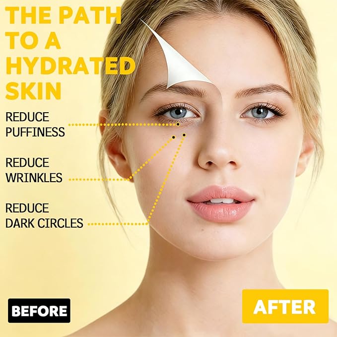 60 Pcs Golden Eye Mask, Under Eye Patches for Dark Circles & Puffiness - Moisturizing Nourishing Eye Treatment, Improves Dryness/Fine Lines/Wrinkles, Perfect for Daily Care & Ideal Gift for Women