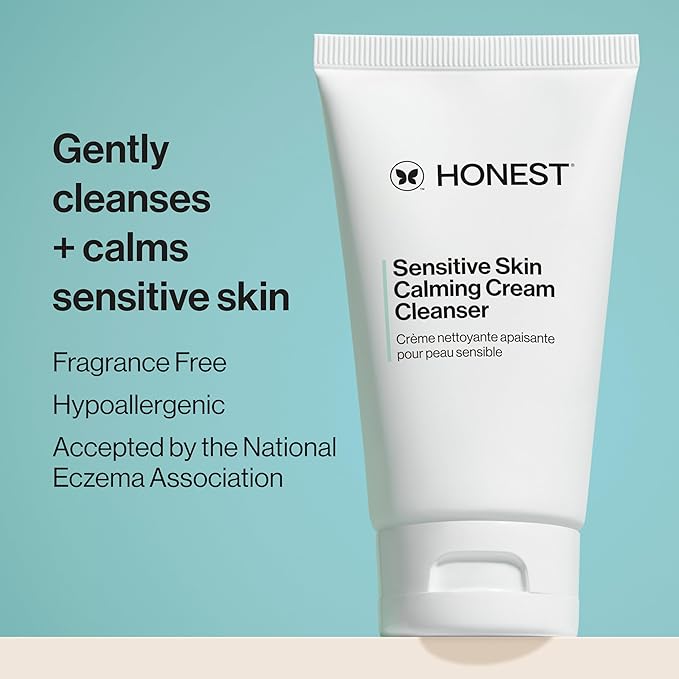Honest Beauty Sensitive Skin Calming Cream Cleanser,Gently Cleanses Hydrates Calms,Hypoallergenic,Fragrance-Free,Vegan,4 fl oz,(Pack of 2)