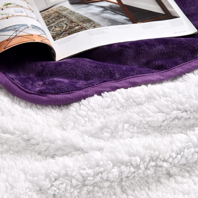 Soft Waterproof Blanket for Bed Couch Sofa, Dark Purple, 60x80inches | Liquid Pee Proof Pet Blanket for Dog Puppy Cat, Reversible Sherpa Fleece Blanket for Couch Cover, Furniture Protector