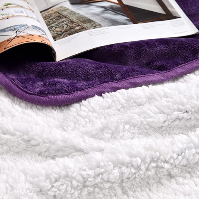 Soft Waterproof Blanket for Bed Couch Sofa, Dark Purple, 30x40inches | Liquid Pee Proof Pet Blanket for Dog Puppy Cat, Reversible Sherpa Fleece Blanket for Couch Cover, Furniture Protector