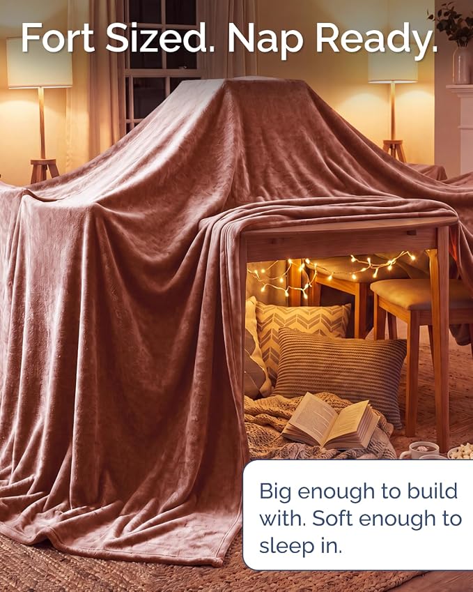 Ultra Soft Fleece Blanket Giant Blanket Size - Flannel Fleece Luxury Blanket - Lightweight for Couch Bed Chair - Thick, Warm and Breathable - All Season Cozy, Mocha Mousse