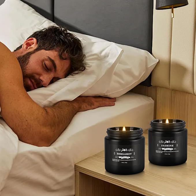 12PCs Black Scented Candles - Aromatherapy Candle Set, Soy Wax Candle for Home Camping & Garden, Christmas Gifts for Men or Women Indoor Outdoor, 3.05 Ounce Each