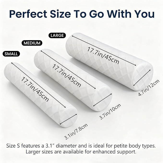 Cervical Memory Foam Neck Roll Pillow Comfortable Breathable(3.9) | Neck Support Pillows for Sleeping 3.9in H Small Round Circle Pillow Cylinder Pillows for Back Lumbar Leg Yoga Pain Relief