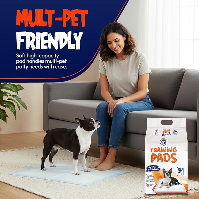 BPG Ultra Absorbent Pet & Puppy Pads – 30 Count 22"x22" Pee Pads for Dogs, Disposable Leak Proof Dog Training Pads, Quick Drying Underpads, Puppy Essentials for House Training - Brooklyn Pet Gear