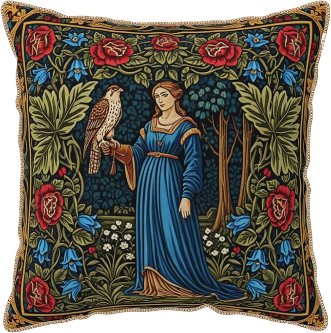 Vintage Floral Leaves Velvet Pillow Covers 20x20 Inch Tapestry Art Red Blue Flowers Bird Throw Pillows For Couch Cushion Covers Pillowcase European French Country Pillow Cases for Sofa Bed Bedroom