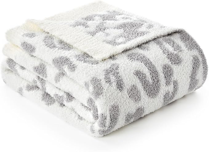 Snuggle Sac Leopard Blanket for Couch Bed Sofa 60x80 inches, Reversible Grey Leopard Throw Blanket Ultra Soft Cozy Blankets for Women Mothers Birthday Gifts