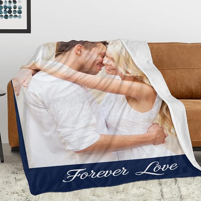 Personalized Blanket Gifts for Mom, Custom Blanket with Photos Text | Personalized Mothers day Fathers Day Christmas Anniversary Birthday for Women Men Her Him Mom Dad Couple Girlfriend Boyfriend