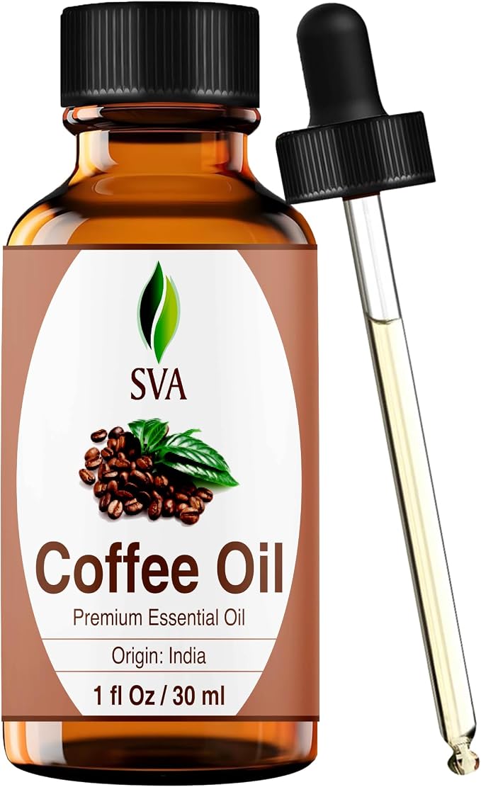 SVA Coffee Essential Oil 1 Fl Oz – for Diffuser, Skin & Hair Care – Ideal for Massage & DIY Blends – with Dropper