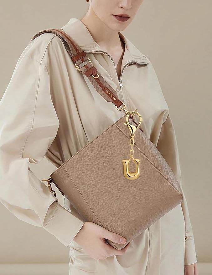 WOWORAMA Initial Letter Keychain for Women Chunky Gold Bubble Letter Bag Charm Purse Charm Personalized Keyrings Accessories