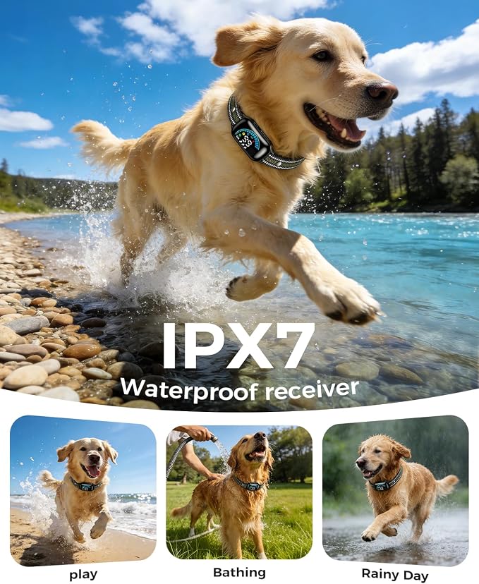 ROJECO 2-in-1 Dog Shock Collar & Bark Collar,Smart Anti-Barking for 2 Dogs | 3300FT Remote/IPX7 Waterproof/Beep,Vibration,Shock Modes/LED Light/TypeC Rechargeable/for Small Medium Large Dogs/Green,Black