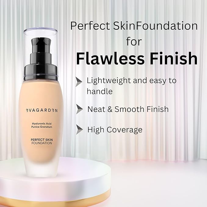 EVAGARDEN Perfect Skin Foundation - Soft Texture Ensures Excellent Coverage and Natural Finish - Visibly Reduces Signs of Aging - Smooth and Moisturizes Your Epidermis - 232 Ivory Cream - 1.01 oz