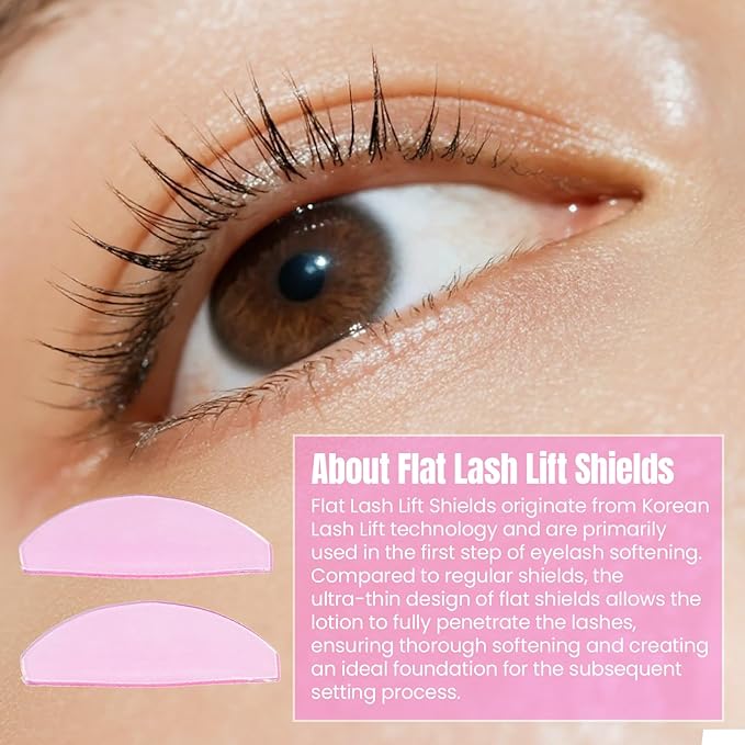 Libeauty 1mm Ultra Thin Flat Lash Lift Shields, Korean Lash Lift Pads for Step 1 Softening Only, Self Adhesive Glueless Silicone Lash Rods with Storage Case, Professional & DIY Supplies, Pink