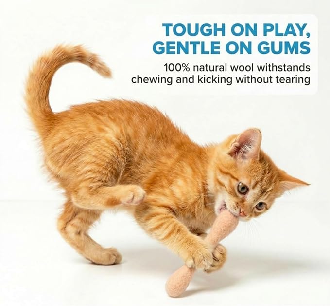 Glaciart One MINI Swabs Cat Toys with Catnip - 6 Pk | Durable for Chew, Cute Cat Toys Interactive Kitty for Boredom, Exercise, & Play | Filled w/Organic Catnip for Anxiety & as Digestive Aid