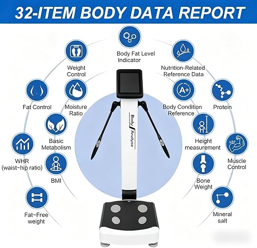 US in Stock Sciolix Body Composition Scale, 10-Inch HD Screen, 32 Body Composition Analyzer, for Home Gym, White, Support US Measurement Units