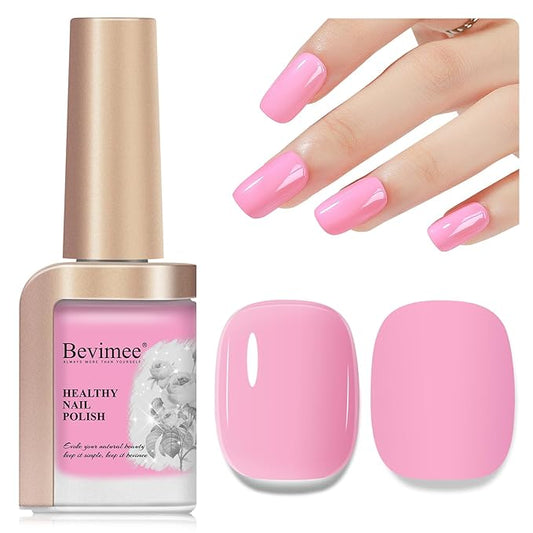 Nail Polish Light Pink Quick Dry Nail Lacquer Sheer Color, Regular Barbie Pink Fast Dry Fingernail Polish Bulk Non Gel Long-Lasting DIY Salon Gift for Women