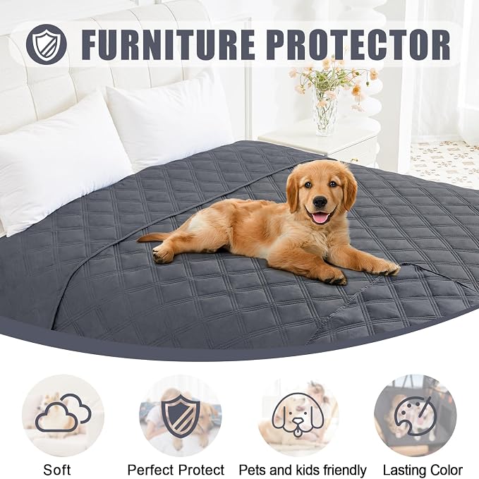 Smiry Waterproof Dog Bed Cover, Reversible Pet Blanket for Sofa Couch | Soft Washable Dog Blanket, Leakproof Couch Cover for Dogs Cats & Furniture Protection, 30x70, Dark Grey/Dark Grey