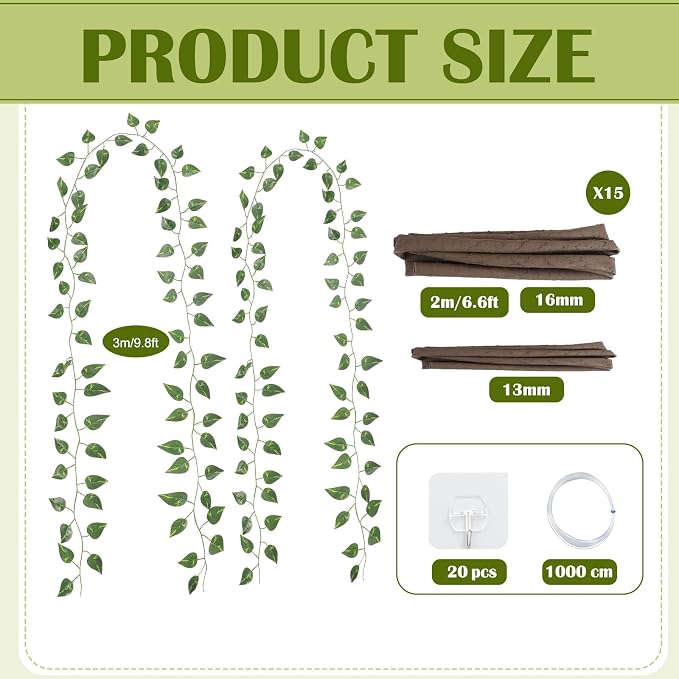 68.9 Ft Artificial Hanging Vines Jungle Greenery Classroom Decor | Rainforest Safari Ceiling Wall Decoration, Tropical Faux Foliage, Whimsical Forest Theme for Reading Corner and Party DIY