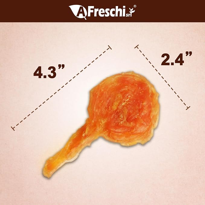 A Freschi srl Turkey Tendons for Dogs, USA-Sourced Human Grade, Rawhide-Free Long-Lasting Puppy Chews, All Natural Hypoallergenic Dog Treats for Small Breeds, Lollipop (S), 40 Count Box