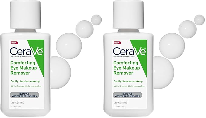 CeraVe Eye Makeup Remover with Hyaluronic Acid and Ceramides,Waterproof,Non-Comedogenic,Fragrance Free,Non-Greasy & Ophthalmologist Tested,4 Ounces,(Pack of 2)