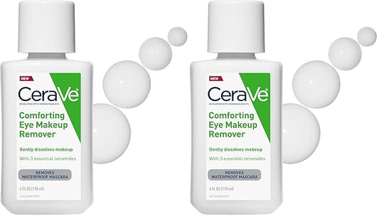 CeraVe Eye Makeup Remover with Hyaluronic Acid and Ceramides,Waterproof,Non-Comedogenic,Fragrance Free,Non-Greasy & Ophthalmologist Tested,4 Ounces,(Pack of 2)