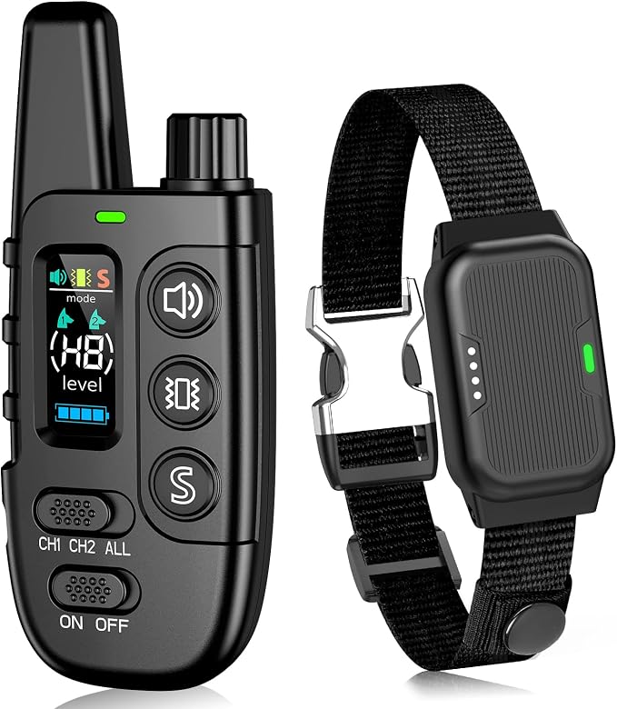 Shock Collar for Dogs, Dog Training Collar with Remote Control | IP67 Waterproof Receiver, Beep, Vibration, Safe Static Modes, Rechargeable，Adjustable Fit for 15–110 lb Dogs