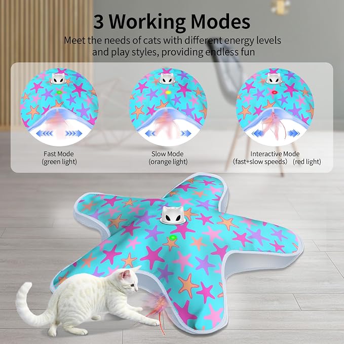 Interactive Cat Toys for Indoor Cats with Moving Concealed Feathers