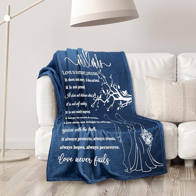 Wedding Gifts for Couples, Bridal Shower Gifts for Bride to Be Soft Blanket | Anniversary Mr and Mrs Gifts, Wedding Gifts for Newlyweds Wedding Throw Blanket 60*50 Inch (Blue)