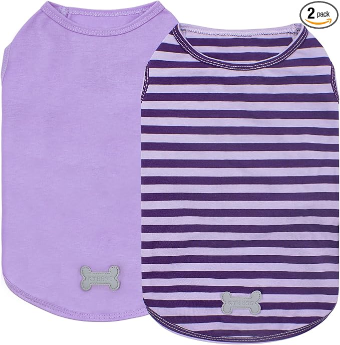 KYEESE 2Pack Cotton Dog Shirt for Small Dogs Soft Striped Tank Top | Reflective for Safety, Lightweight & Breathable, Gentle on Sensitive Skin, Stretchy & Free to Move, Comfortable Daily Wear
