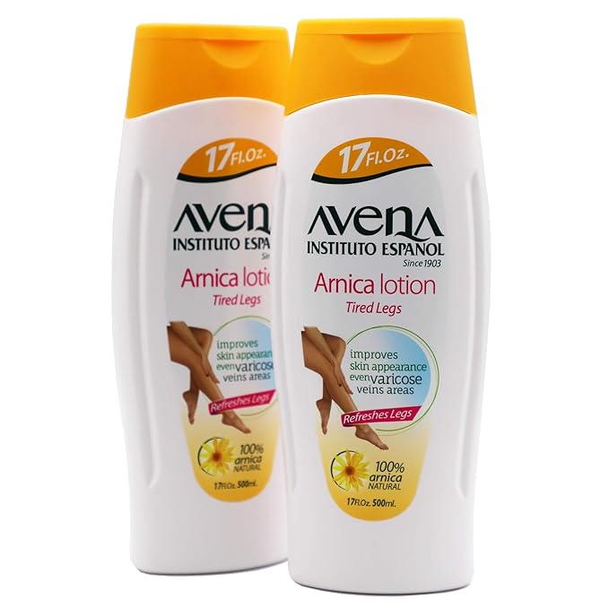 Avena Instituto Espanol Arnica Lotion Tired Legs, Improves Skin Appearance, Even Varicose Veins Areas, Refreshes Legs, 2-Pack of 17 FL Oz each, 2 Bottles