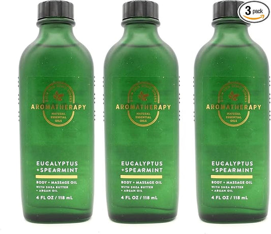 Bath and Body Works Body and Massage Oil - Pack of 3 (Eucalyptus Spearmint)