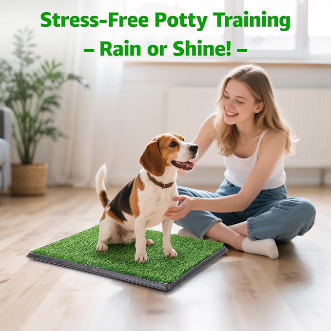 Portable Dog Grass Pad with Tray 20"x30", for Indoor Outdoor Potty Training | Dog Litter Box, Easy to Clean, Pet Loo, Artificial Grass Patch, Washable Pee Pad, Ideal for Patio Balcony Apartment