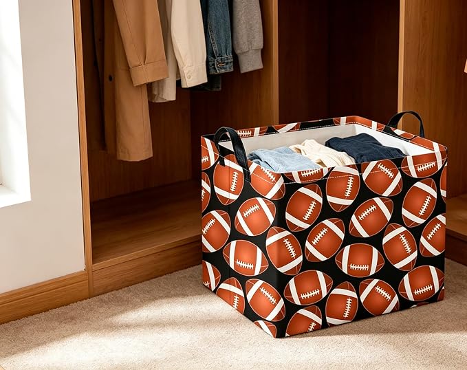 CLOCOR Rectangular Storage Basket Empty,Gift Basket,Waterproof Storage Bin with Handles,Room Decor(Big Rugby)