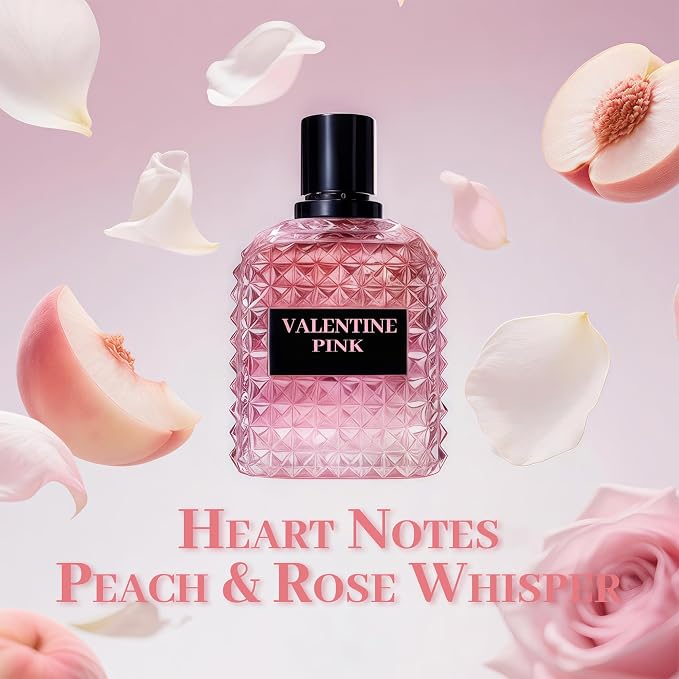 A CENTER Valentine Pink Perfume for Women, Floral Notes Eau de Parfum Spray Casual Daily Cologne 3.4 Fluid Ounce/100Ml Women Fragrance Daytime & Casual Use, for all Skin Types