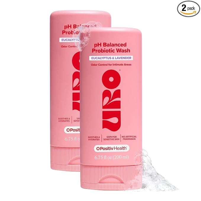 O Positiv URO pH Balanced Probiotic Wash – Odor Control, pH Balance, Dryness & Irritation Support for Intimate Areas – Probiotics & Lactic Acid – 6.75 oz (Pack of 2)