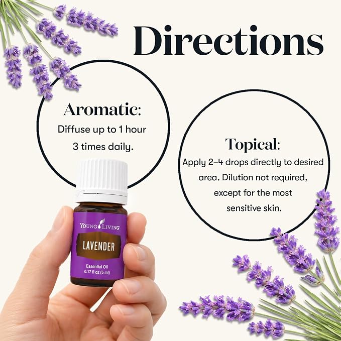 Lavender Essential Oil 5ml by Young Living – Pure Lavender Oil for Aromatherapy, Essential Oil Diffuser, Skin & Relaxation, Essential Oils for Diffuser & Home Use