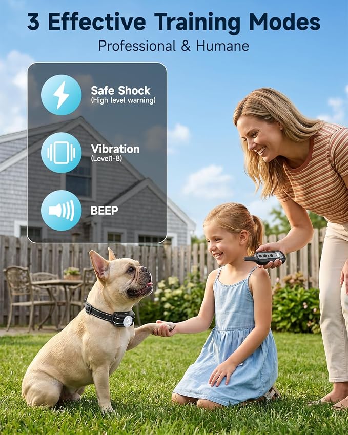 PATPET Dog Shock Collar for 2 Dogs - Dog Training Collar with Remote | 1000Ft Waterproof Shock Collar for Dogs, 3 Training Modes(Beep,Vibration,Shock) for 15-100lbs Small Medium Large Dogs