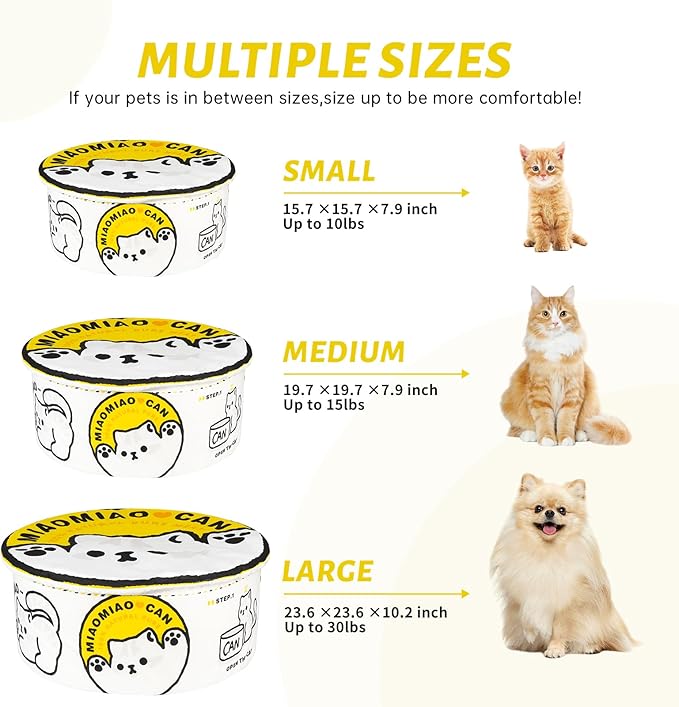 寵幸 Ramen Noodle Cat Bed, Soft Warm Washable for Cats Dogs | Creative Pet Nest, Indoor Use, Removable Cushion, Multi-Size Fit, Dog & Cat Dual Use