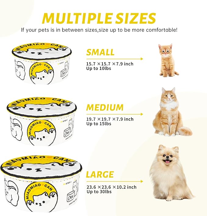 寵幸 Ramen Noodle Cat Bed, Soft Warm Washable for Cats Dogs | Creative Pet Nest, Indoor Use, Removable Cushion, Multi-Size Fit, Dog & Cat Dual Use