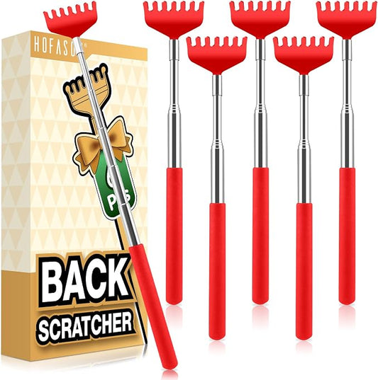 HOFASON 6 Pack Back Scratcher, Stocking Stuffers for Men Adults Women Teens, Christmas Small Bulk Gifts for Men Women Teens, White Elephant Gag Birthday Gifts, Party Favors Prizes for Adults (Red)