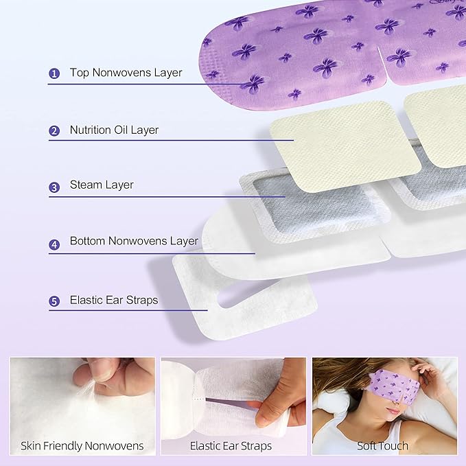 Serfeymi 22 Packs Steam Eye Masks Self Heating Warm Eye Mask, Disposable Eye SPA Heated Eye Mask for Sleeping,Relief Eye Fatigue, Gifts for Mother's Day - Upgraded (Lavender 11PCS+ Chamomile 11PCS)