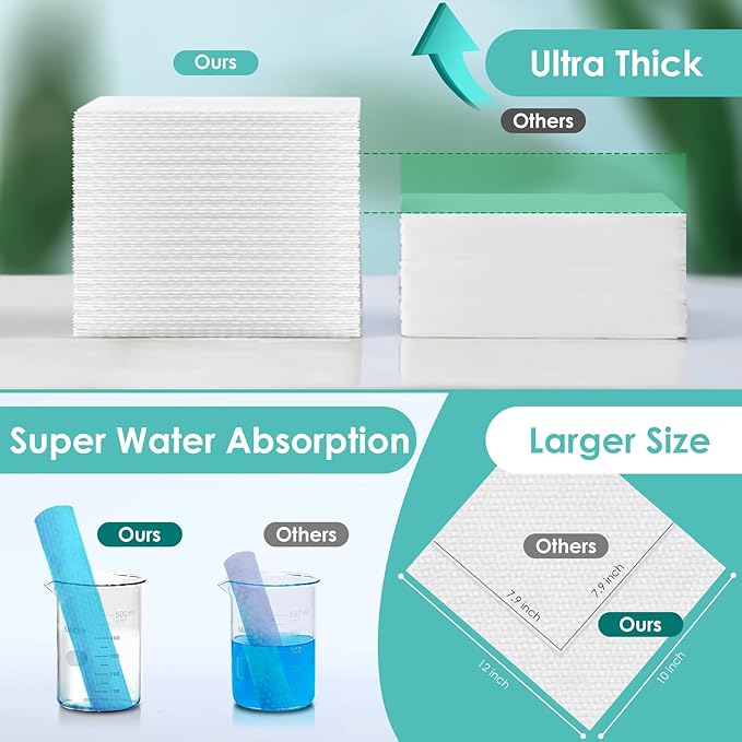 Face Towels, 10"×12" Disposable Face Towel, Face Towelettes XL, Ultra Soft Makeup Remover Dry Wipes, Thick Face Towel for Cleansing,Storage Box with Cover,50 Count (Style04)