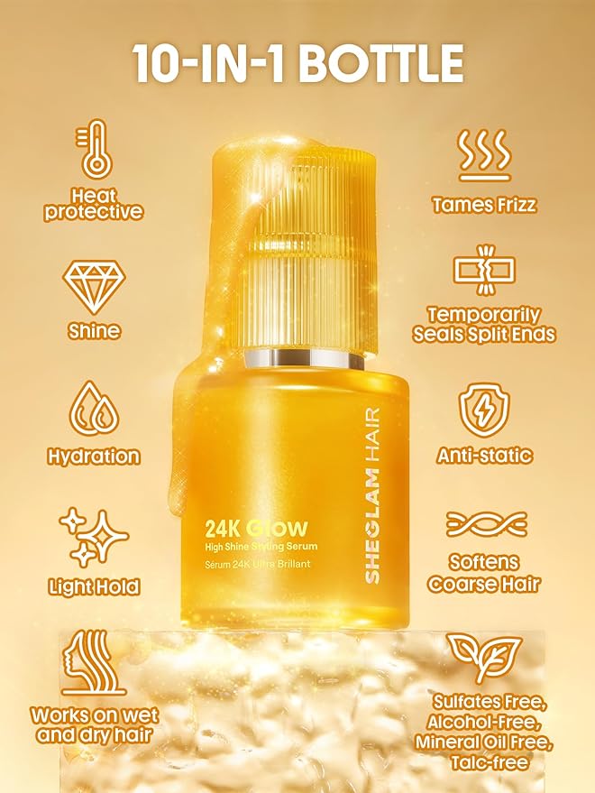 SHEGLAM 4-in-1 Hot Air Brush & 24K 10-in-1 Shine Hair Oil