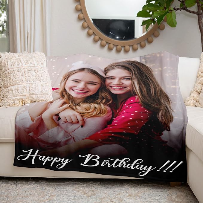 inkArts Custom Blanket with Photo, Personalized Blanket, Customized Photo Blankets, Customizable Picture Blankets, Personalized Birthday Photo Gifts for Women & Men